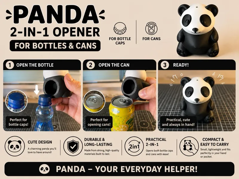 Panda Bottle and Can Lid Opener