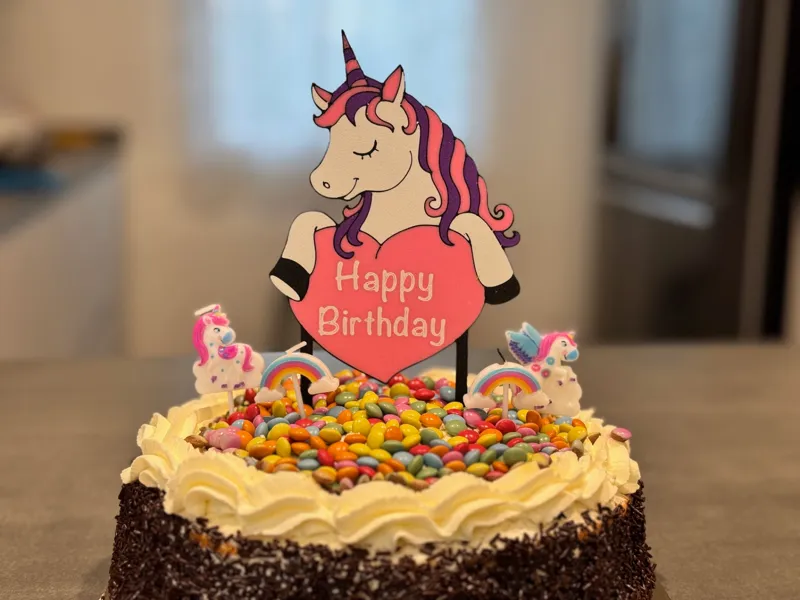 Cake Topper Ornament - Happy Birthday Unicorn