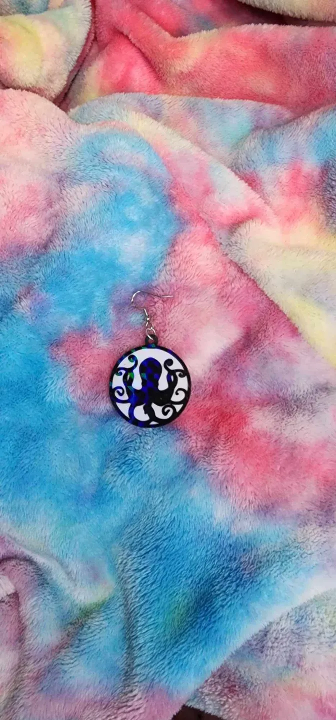 Octopus Silhouette Earrings or keychain view 2