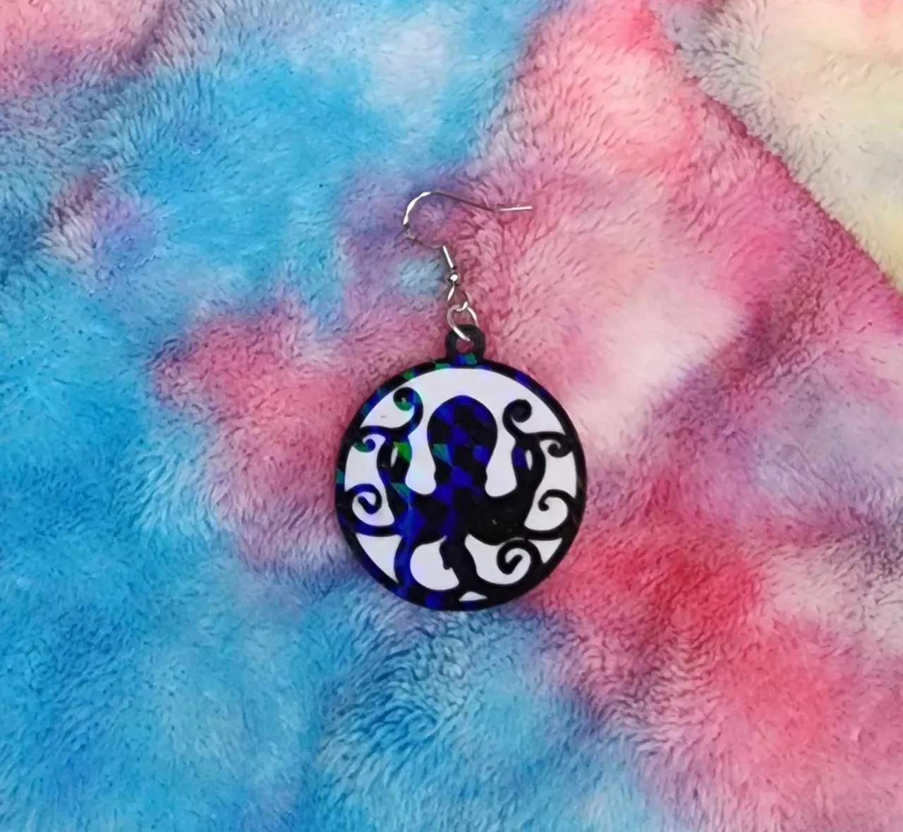 Octopus Silhouette Earrings or keychain view 3