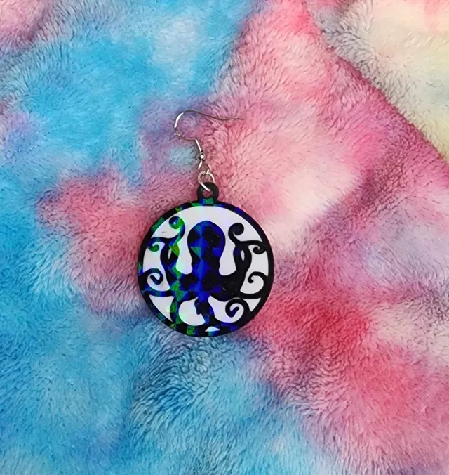 Octopus Silhouette Earrings or keychain