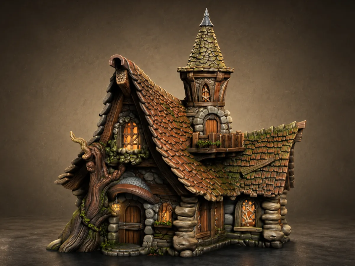 Casa de Fantasia Medieval - Dioramas de Chalé Mágico - Modelo gratuito ...