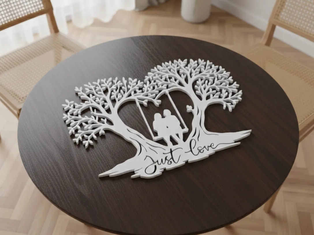 Tableau mural Saint-Valentin — arbre cœur et couple
