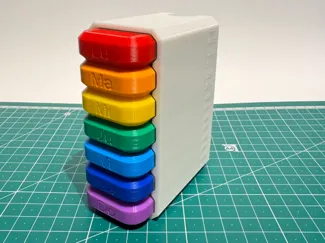 Rainbow Pillbox with 7 (or 3) days rack