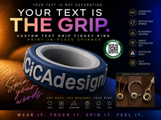 Spin Your Words - 1st Custom Text Grip Fidget Ring