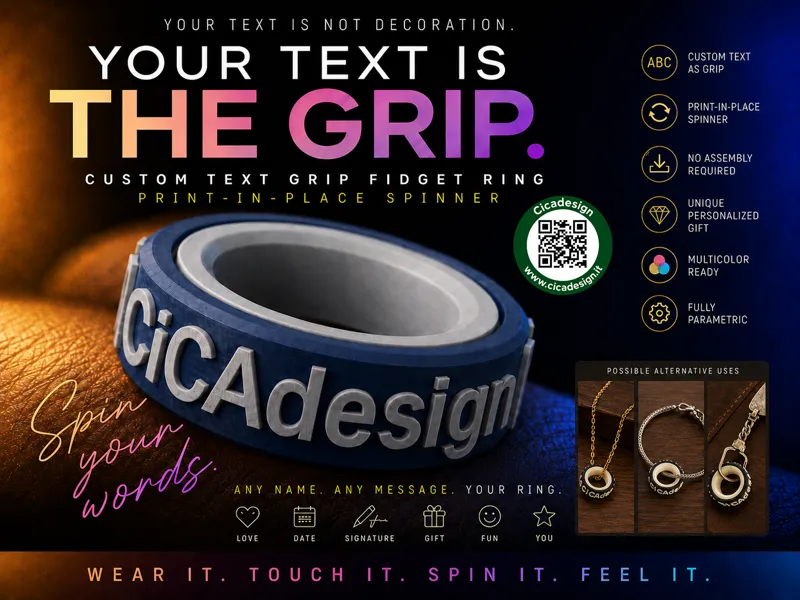 Spin Your Words - 1st Custom Text Grip Fidget Ring
