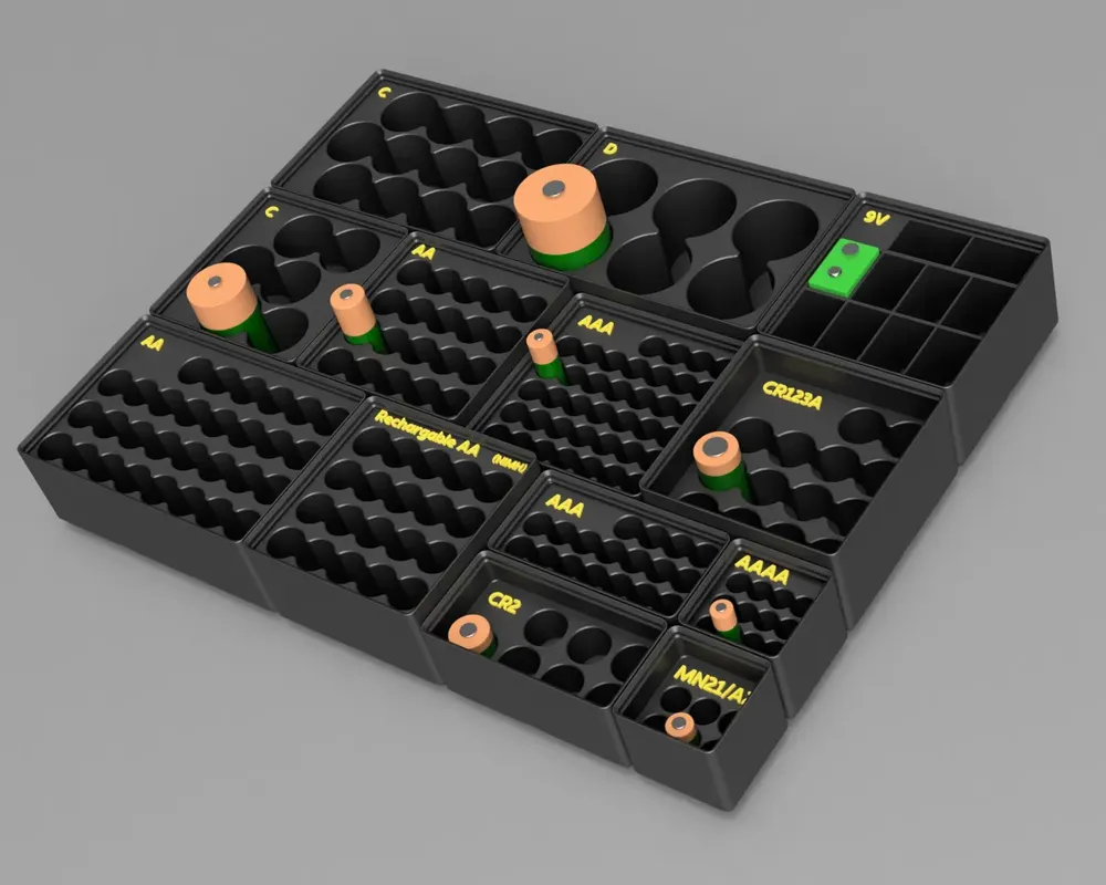 Gridfinity Stackable Battery Storage - Free 3D Print Model - MakerWorld