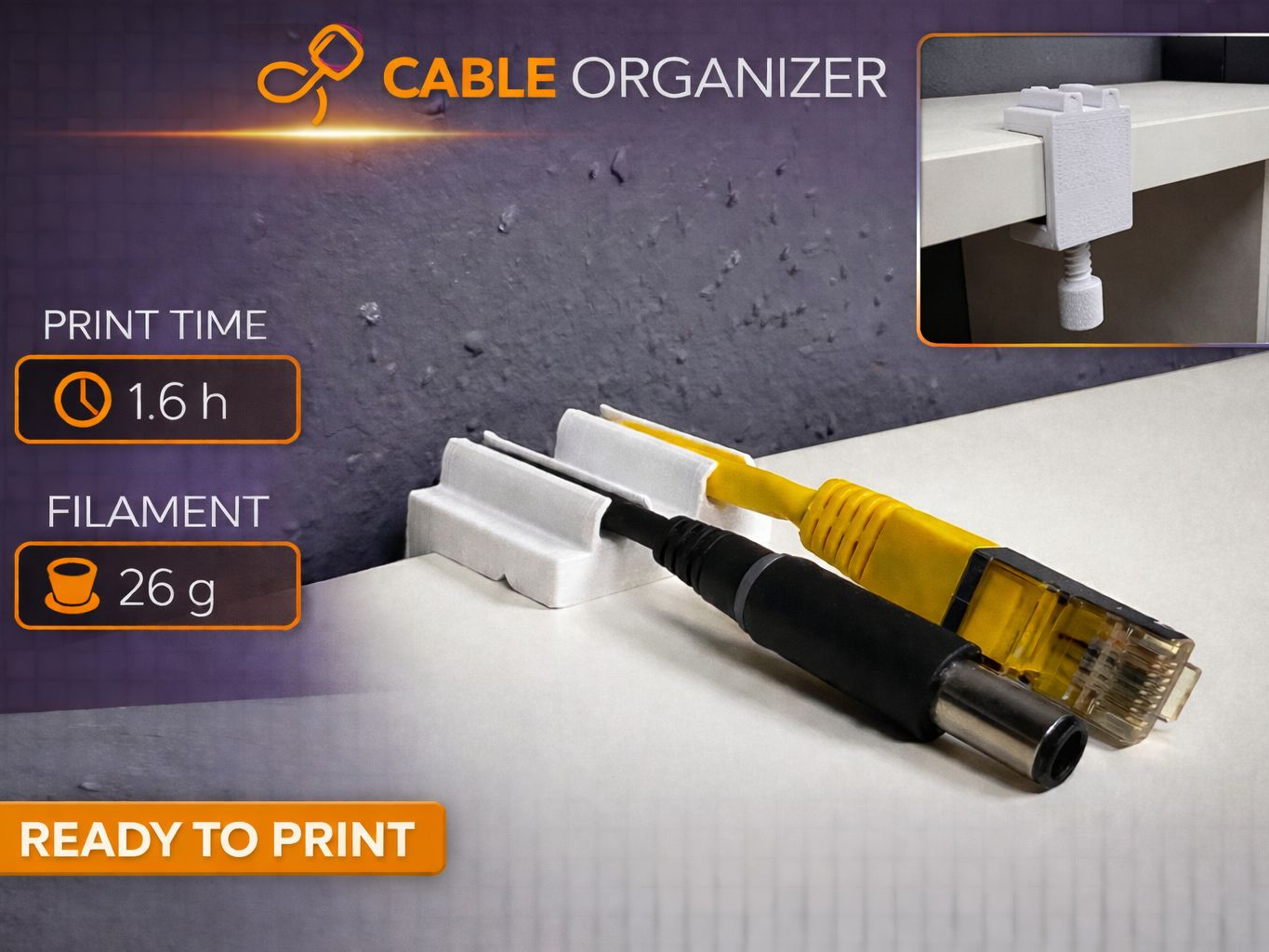 Kabel Schreibtisch Organizer -  Universal 2er