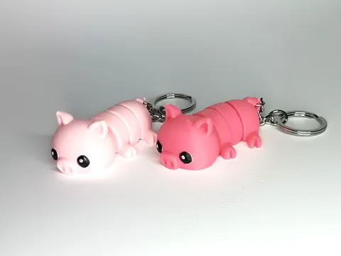 Cute Flexi Pets Pig (Keychain & Magnet) view 3