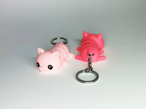 Cute Flexi Pets Pig (Keychain & Magnet) view 4
