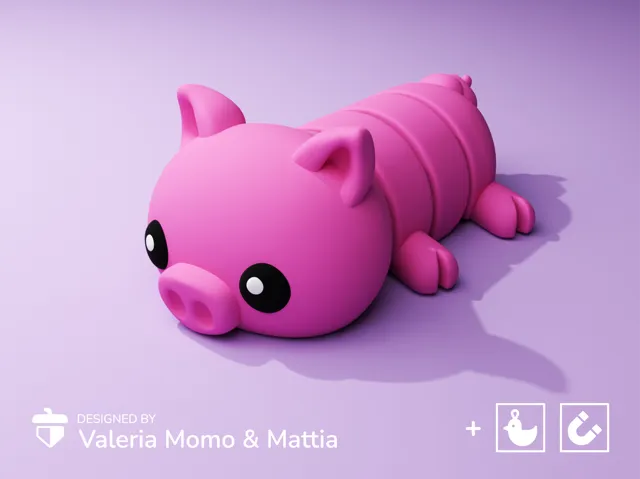 Cute Flexi Pets Pig (Keychain & Magnet)