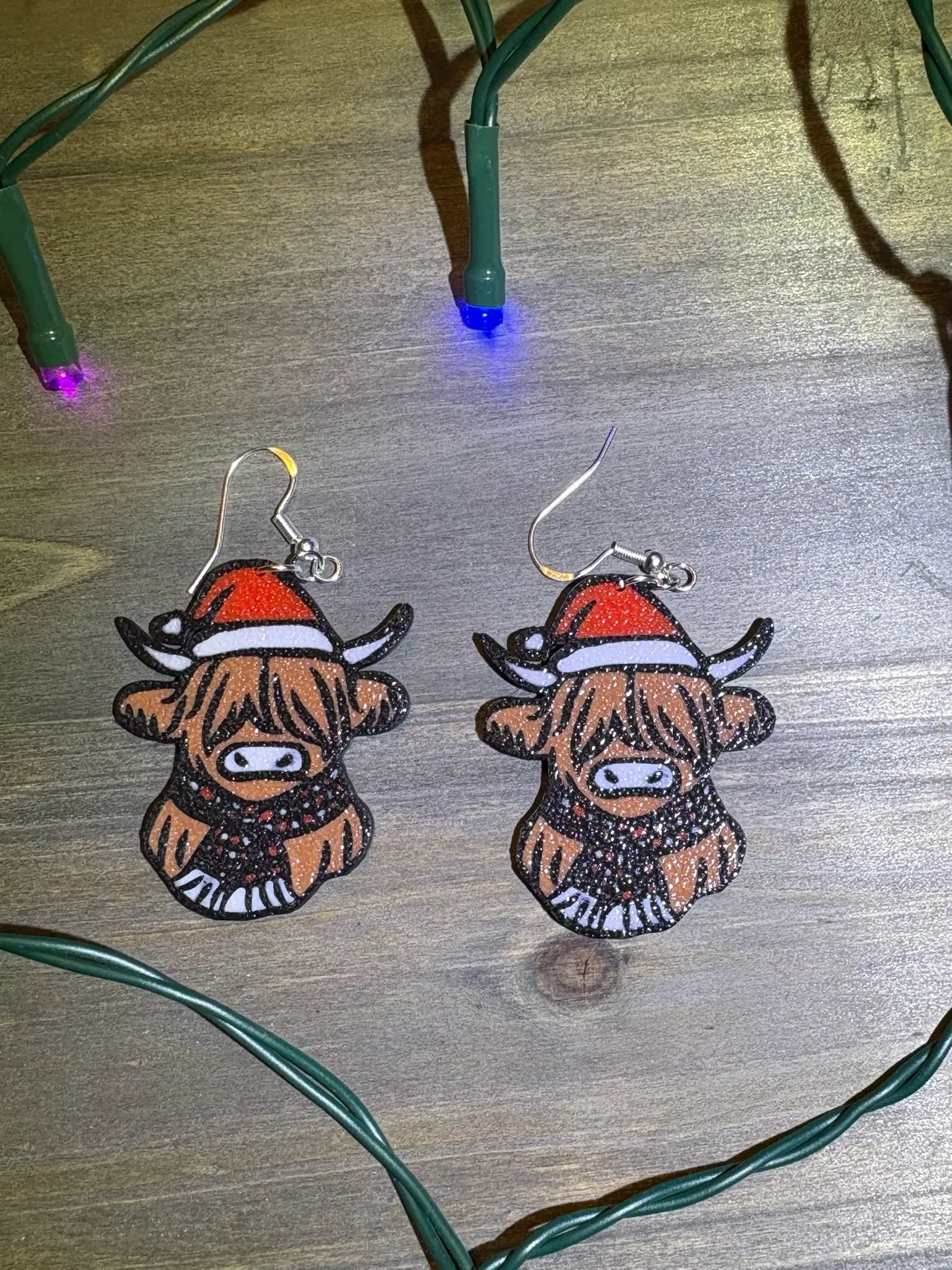 Highland Cow Christmas Earrings view 2
