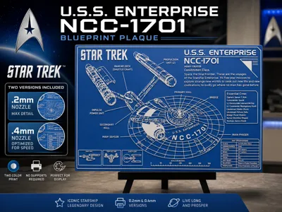 U.S.S. Enterprise NCC-1701 Blueprint Plaque