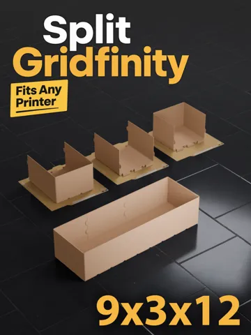Letrero o emblema decorativo: Gridfinity 9x3 Bin 12U A1 Mini Dovetail Split Fit — vista de referencia 2
