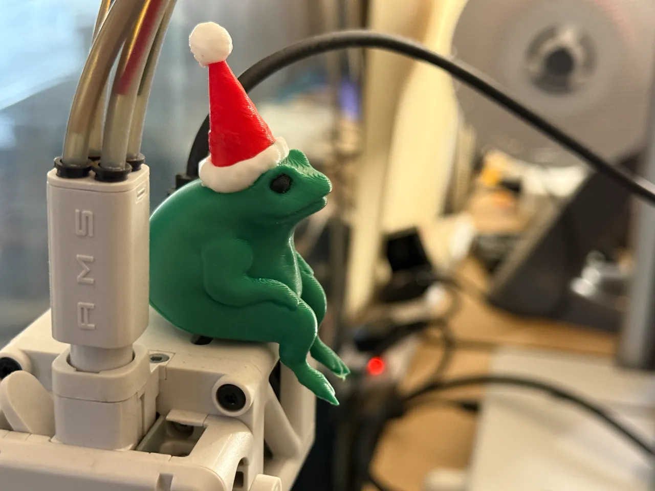 Frog with Xmas Hat Sitting For Shelves view 4