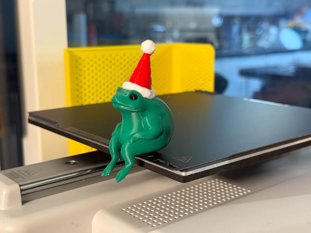 Frog with Xmas Hat Sitting For Shelves view 2