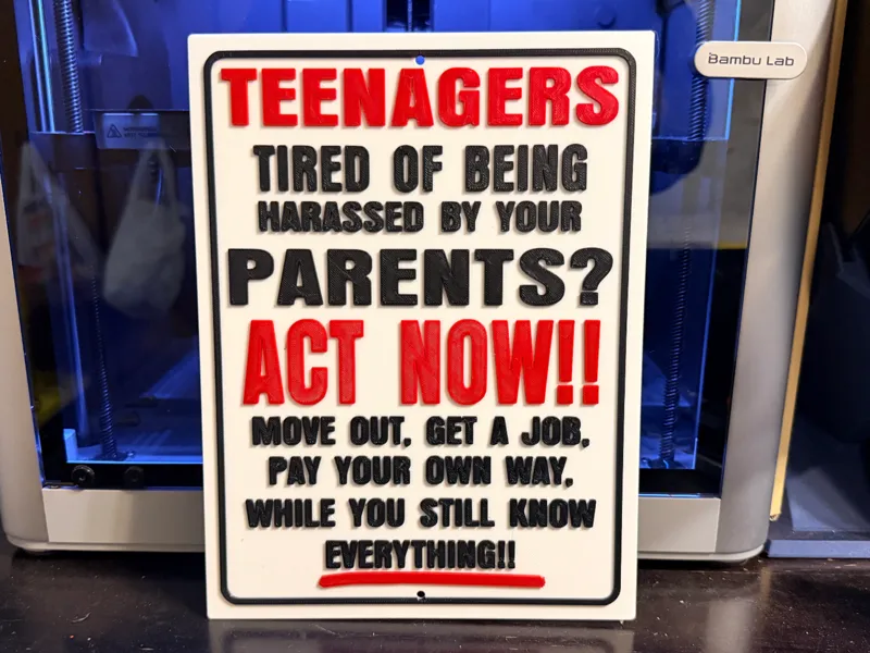 Teenagers tired of being harrassed sign
