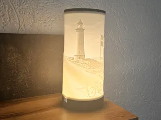 Lithophane Zylinder-Lampe Dänemark mit Leuchtturm
