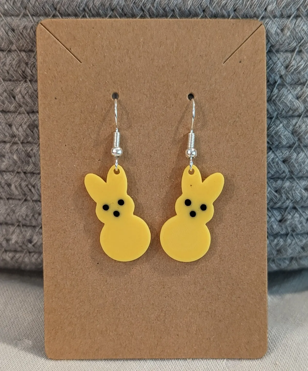 Peep Bunny Earrings with tail view 2