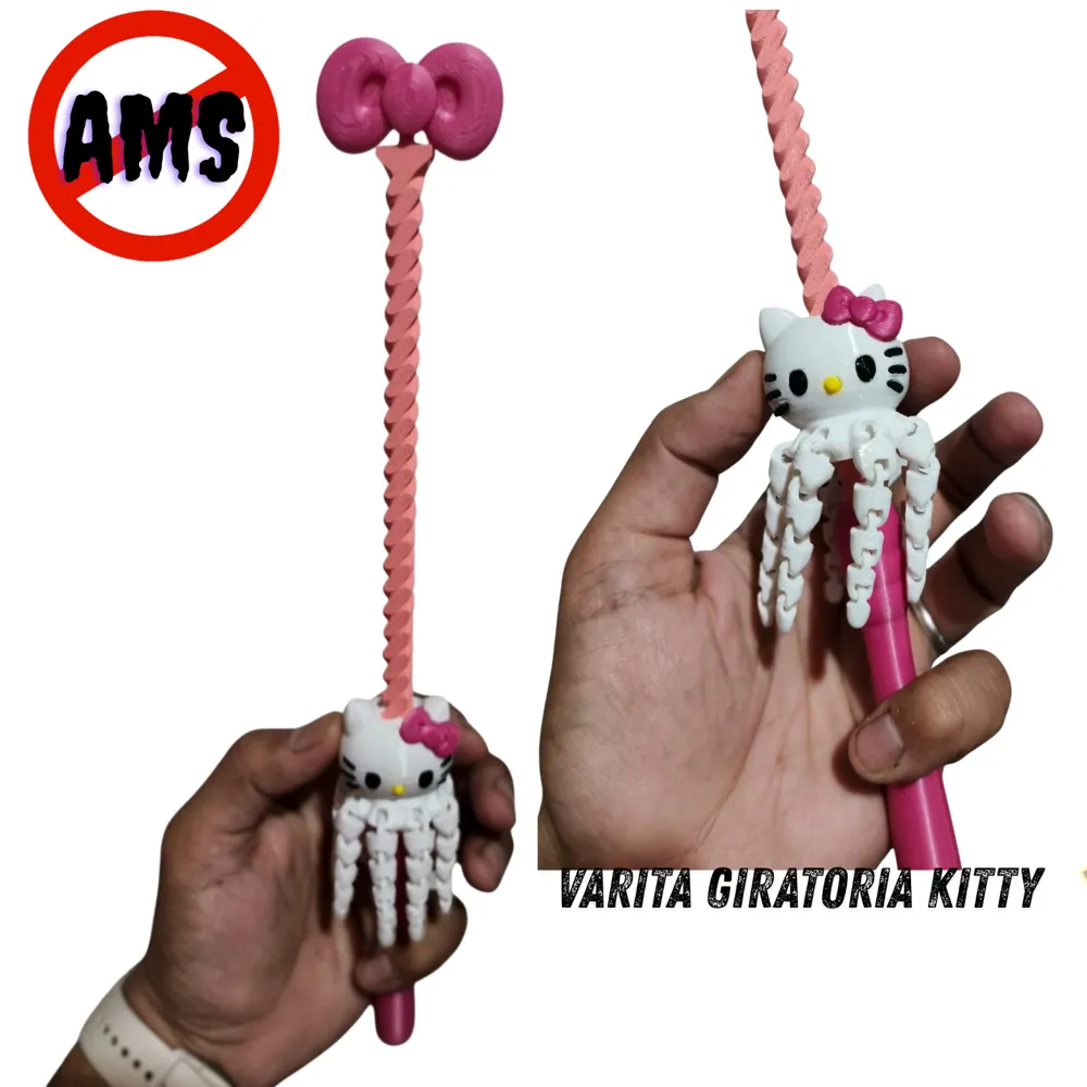 spinning wand - hello kitty- NO AMS - Free 3D Print Model - MakerWorld