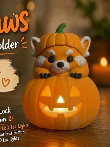 Accesorio de iluminación decorativa: Red Panda GlowPaws Tealight Holder Pumpkin — vista de referencia 2