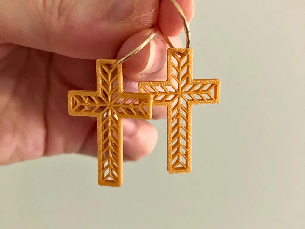 Mini Cross Earrings in Geometric Design view 3