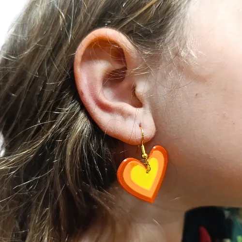 Pendientes con forma de corazón tricolor view 2