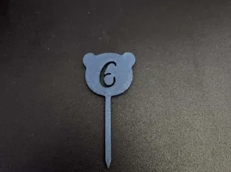 Cute Bear Number 6 Cupcake Topper