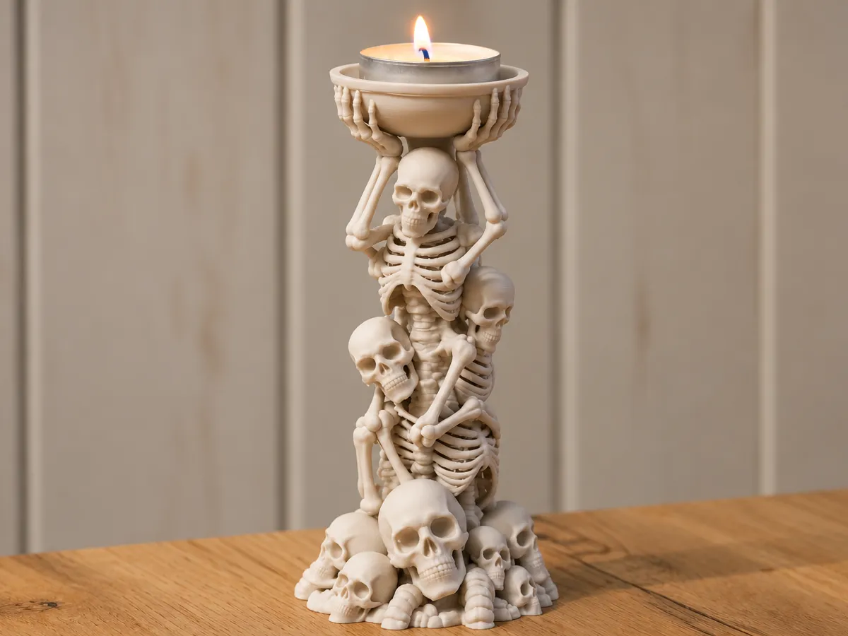 Little Skeleton Models Skeleton Tower Candle Holder - Free 3D Print Model - MakerWorld
