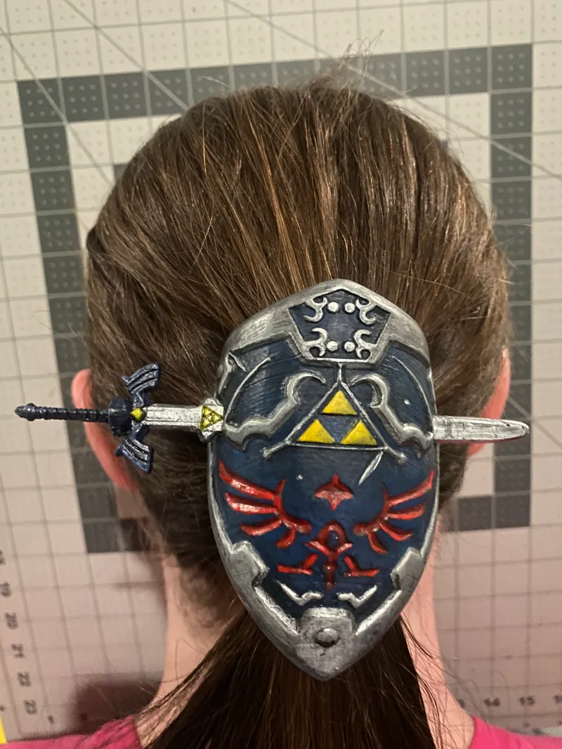 master sword and hylian shield hair pin set