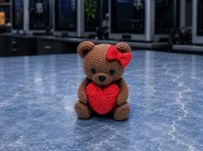 Loving Teddy Bear with Heart and Ribbon 3Col.