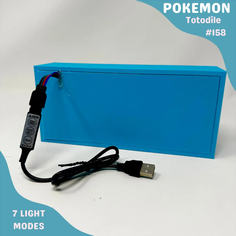 Totodile Pokemon RGB Lightbox - Free 3D Print Model - MakerWorld