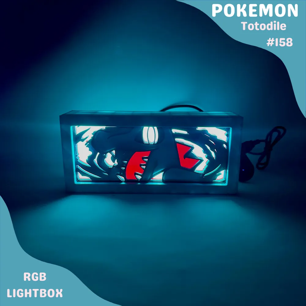 Totodile Pokemon RGB Lightbox - Free 3D Print Model - MakerWorld