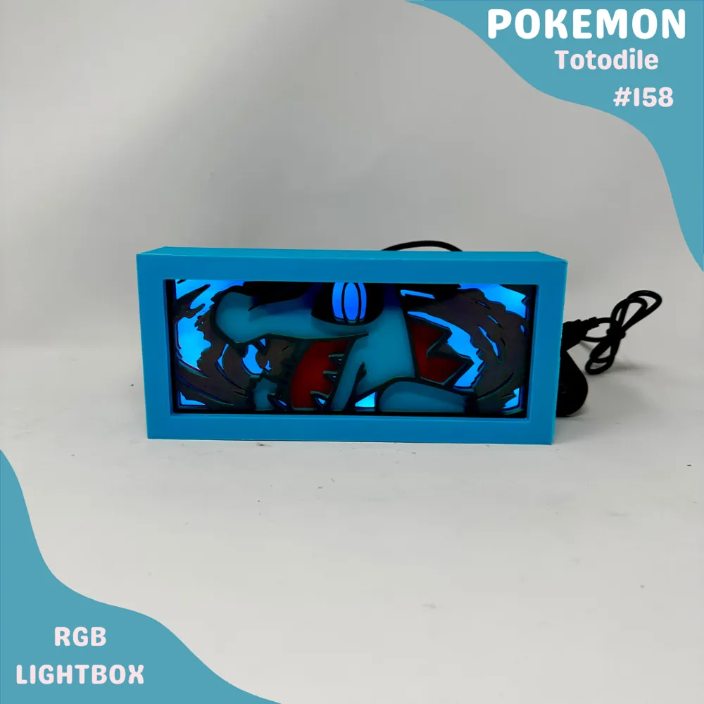 Totodile Pokemon RGB Lightbox - Free 3D Print Model - MakerWorld