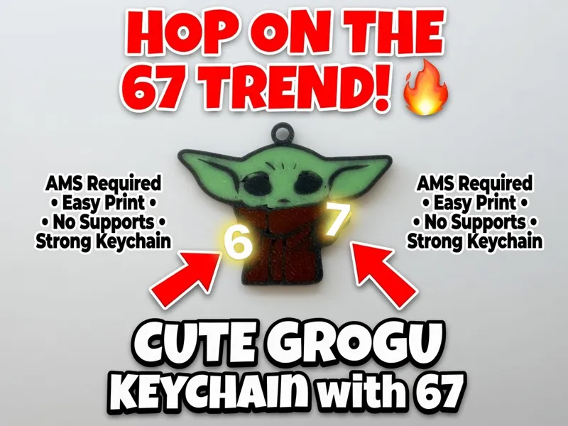 Keychain Baby Yoda 67 six seven - Star Wars Grogu 