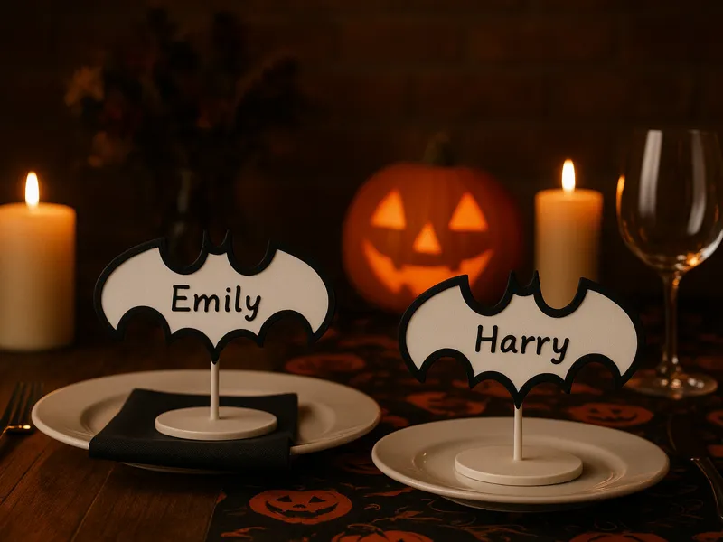 Customizable Halloween Bat Place Card Holder