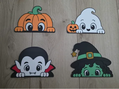 Letrero o emblema decorativo: Halloween Window Decorations – 4 Designs — referencia de MakerWorld