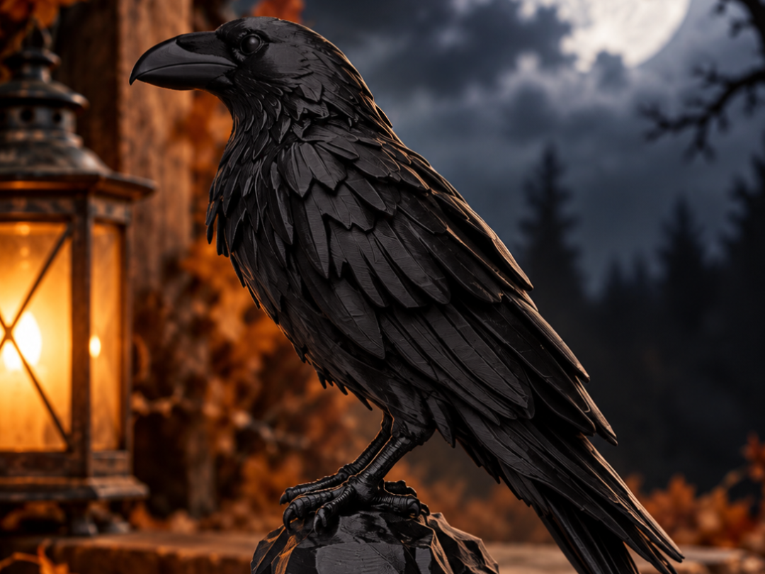 Detailed Raven on Rock Display 3D model
