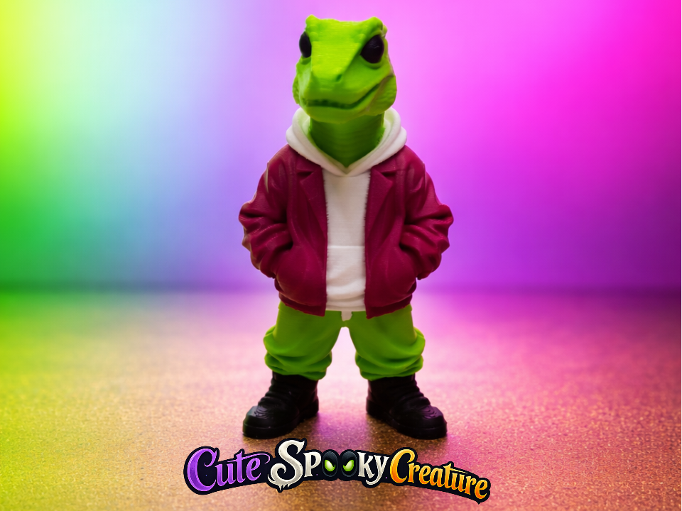 Laessige Echse "Street Lizard" mit Hoodie Style