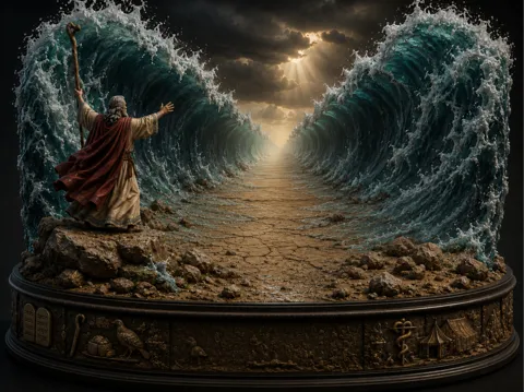 Escenografía en miniatura: Moses Parting the Red Sea– Biblical Diorama — referencia de MakerWorld