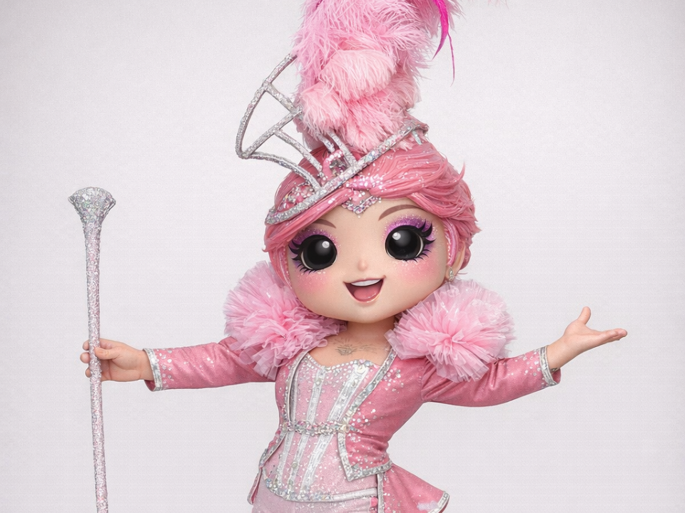 Figura Fantasía Rosa con Bastón