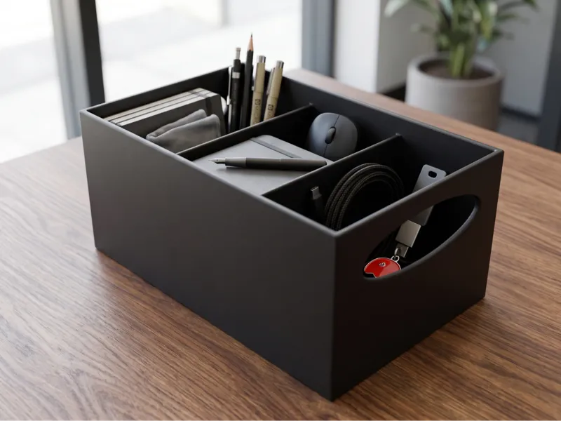 Modern Slanted Desk  3-Compartment Storage Box 