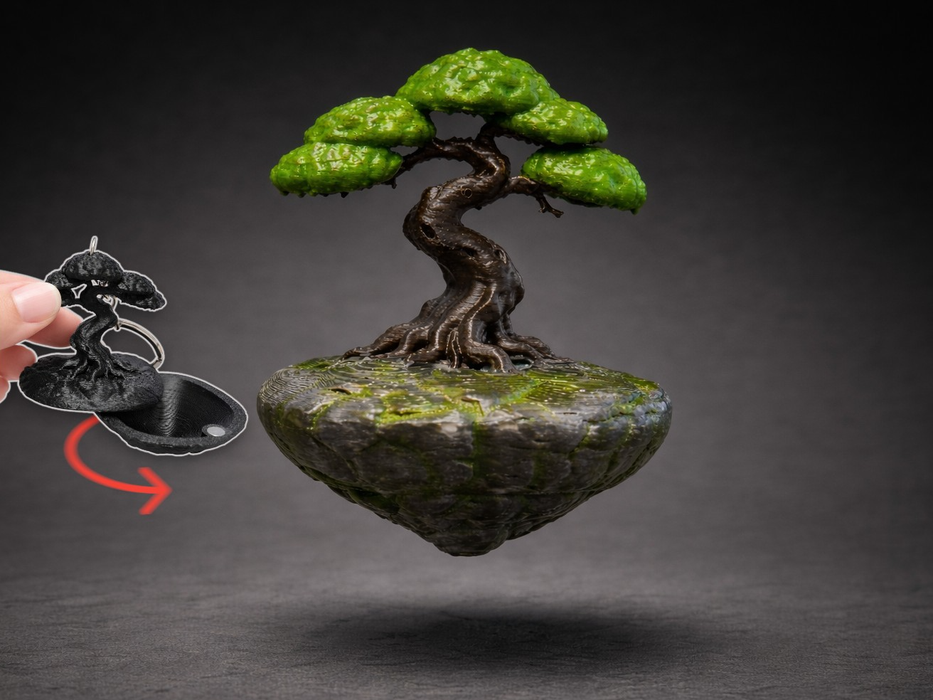 Floating Bonsai Secret Stash Magnetic Keychain