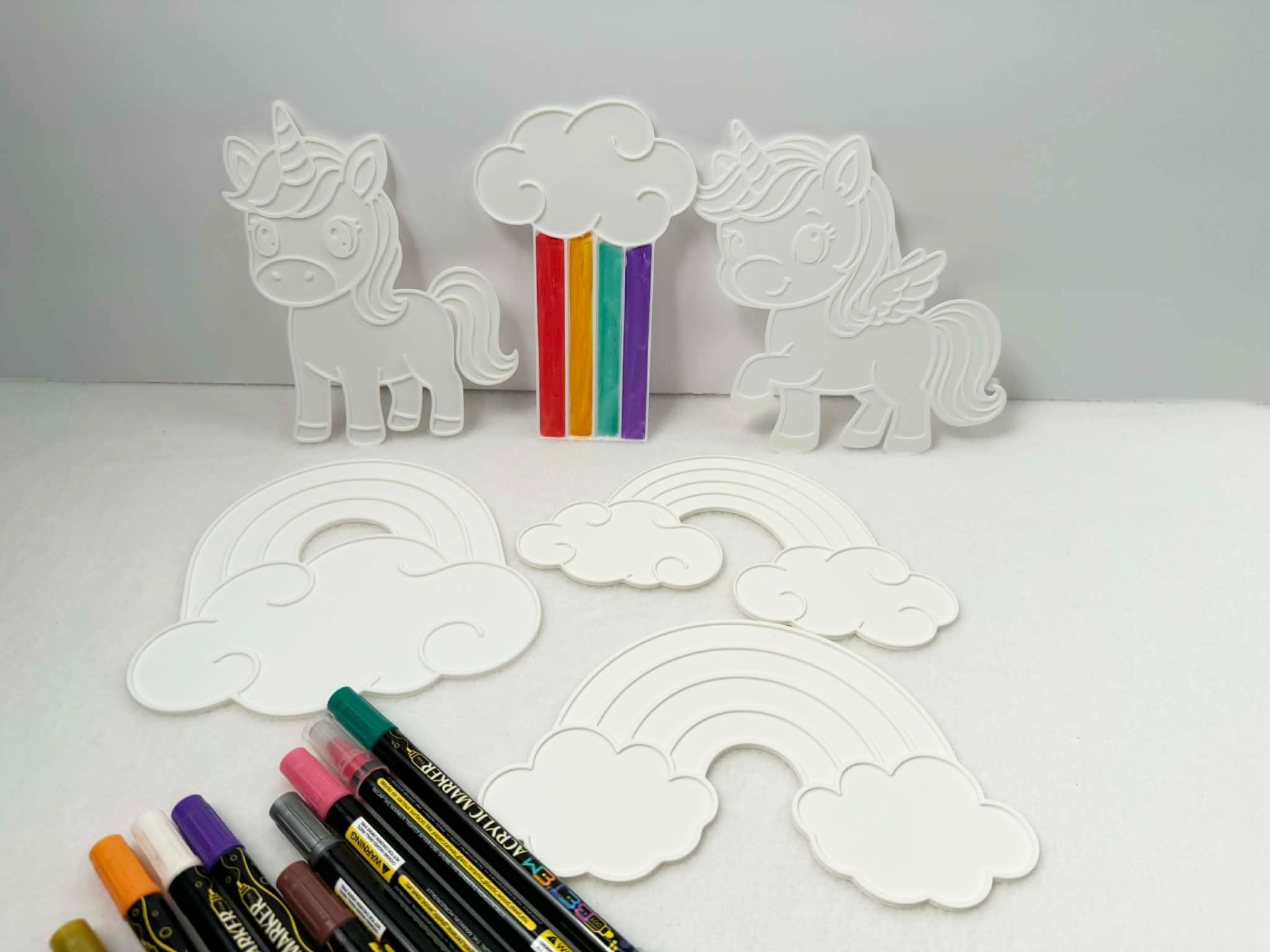 Large Rainbows and Unicorns Coloring Plates