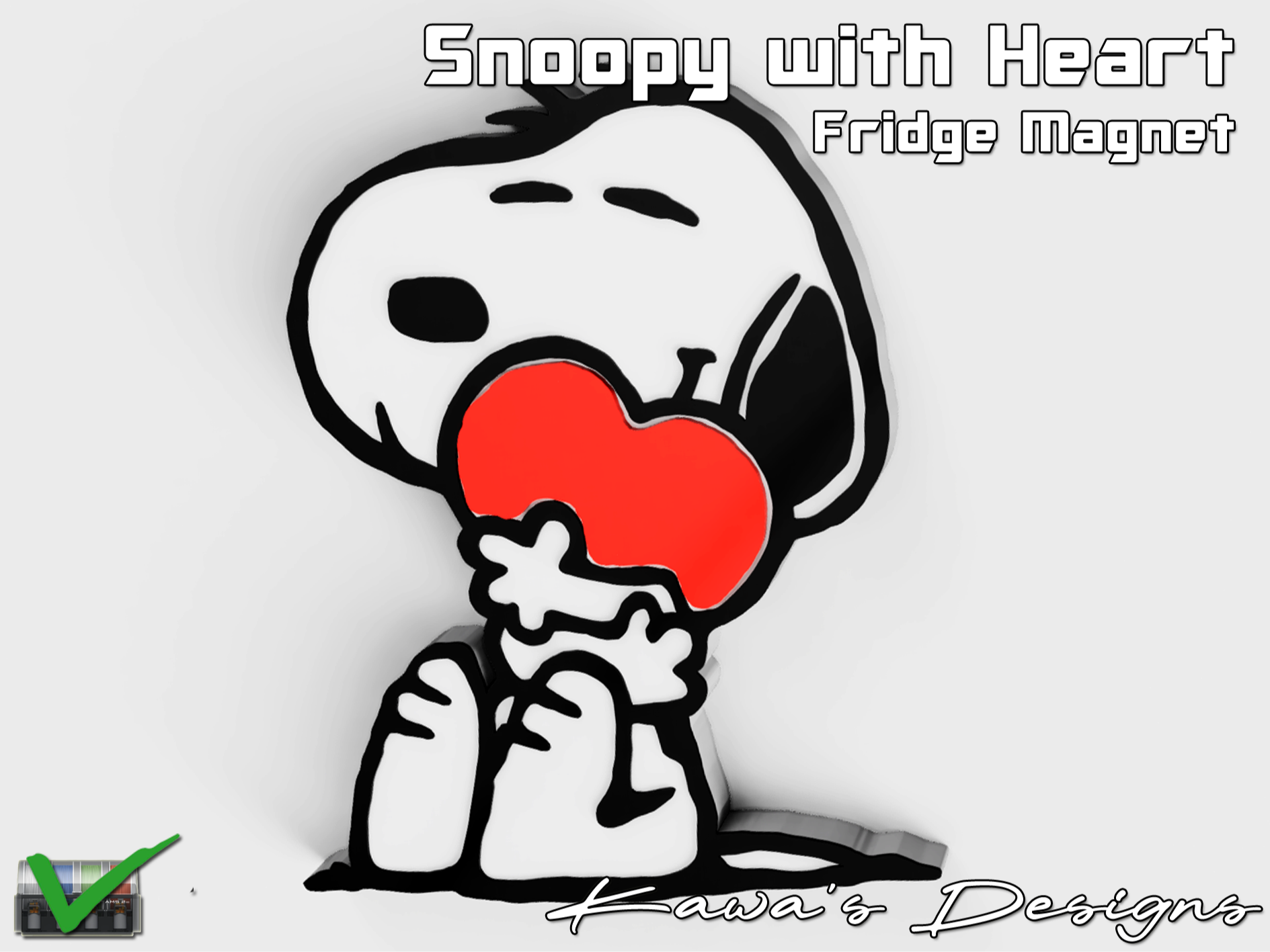 Snoopy with Heart Fridge Magnet