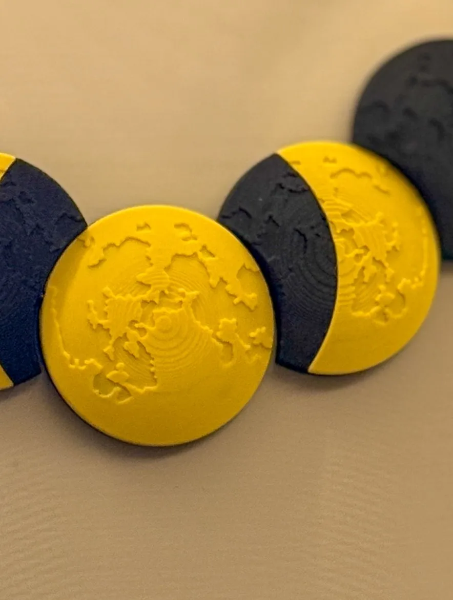 Lunar Phases 3D Jewelry Set – Necklace + Earrings view 3