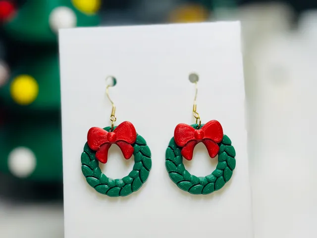 Christmas Wreath Bow Earrings