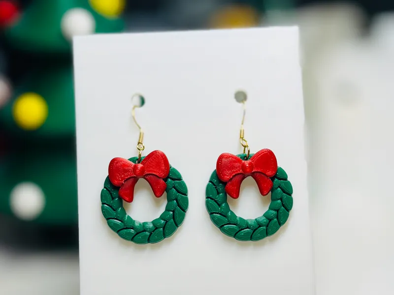 Christmas Wreath Bow Earrings