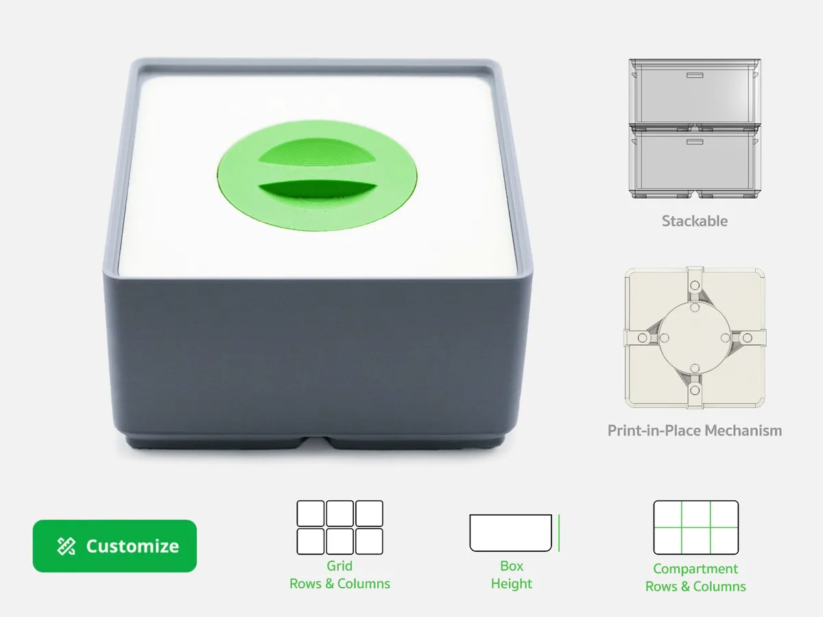 Customizable Gridfinity Twist-Lock Box (Stackable) - Free 3D Print ...