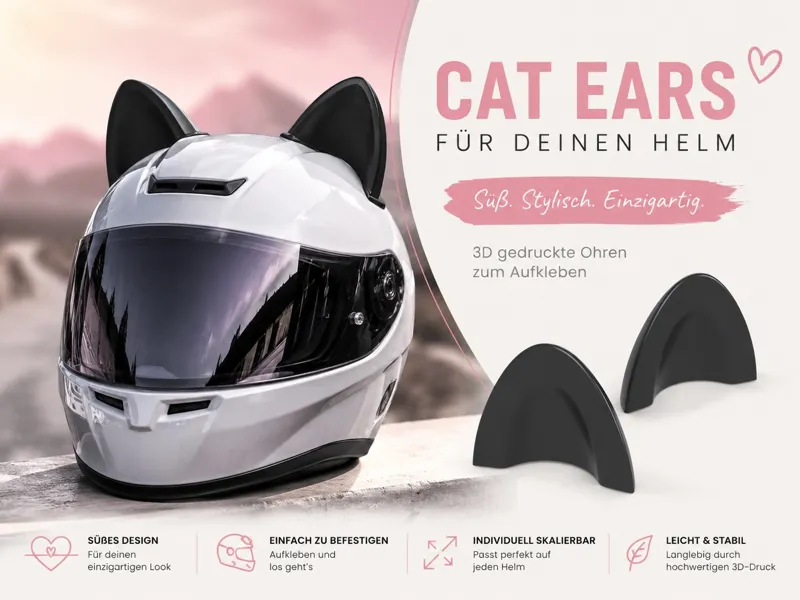 Süße aufklebbare Motorrad Helm Ohren